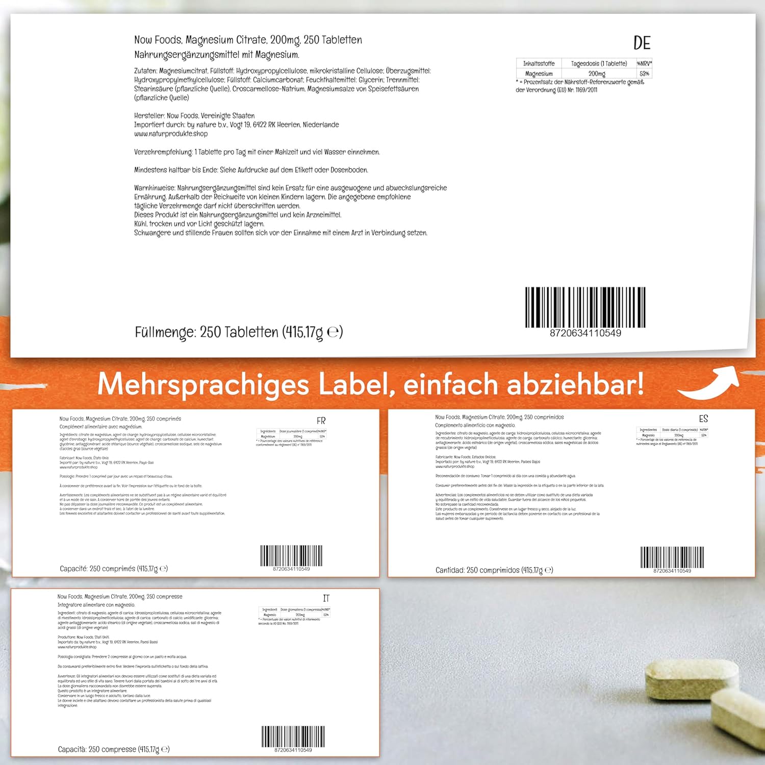 Schlaf-Magnesium mit Melatonin – Natürlich einschlafen & durchschlafen – Now Foods, Magnesium Citrate, 200 mg, 250 Vegan Tablets, Laboratory Tested, Minerals, Gluten Free, Soy Free, Vegetarian – Bild 9