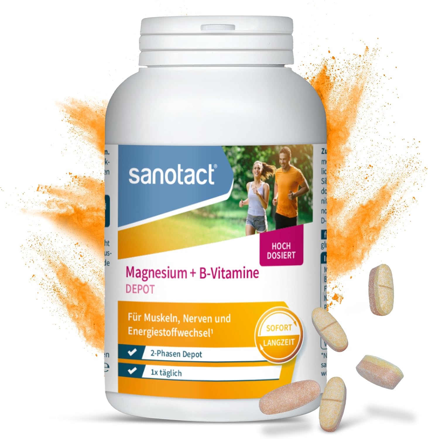 Magnesium 600 mg – sanotact Magnesium 500 Plus B Vitamins 180 Tablets | High Dose Magnesium for Muscles & Nerves | 100% Vegan