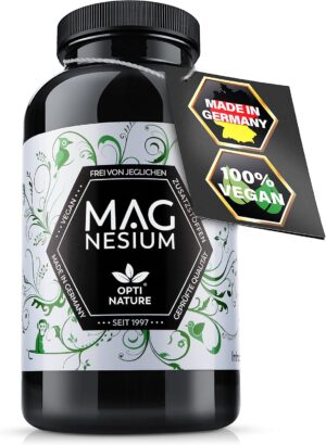 Magnesium 400 mg – 365 High Dose Magnesium Capsules 400 mg Vegan, Made in Germany and Certified Since 1997 OPTI NATURE
