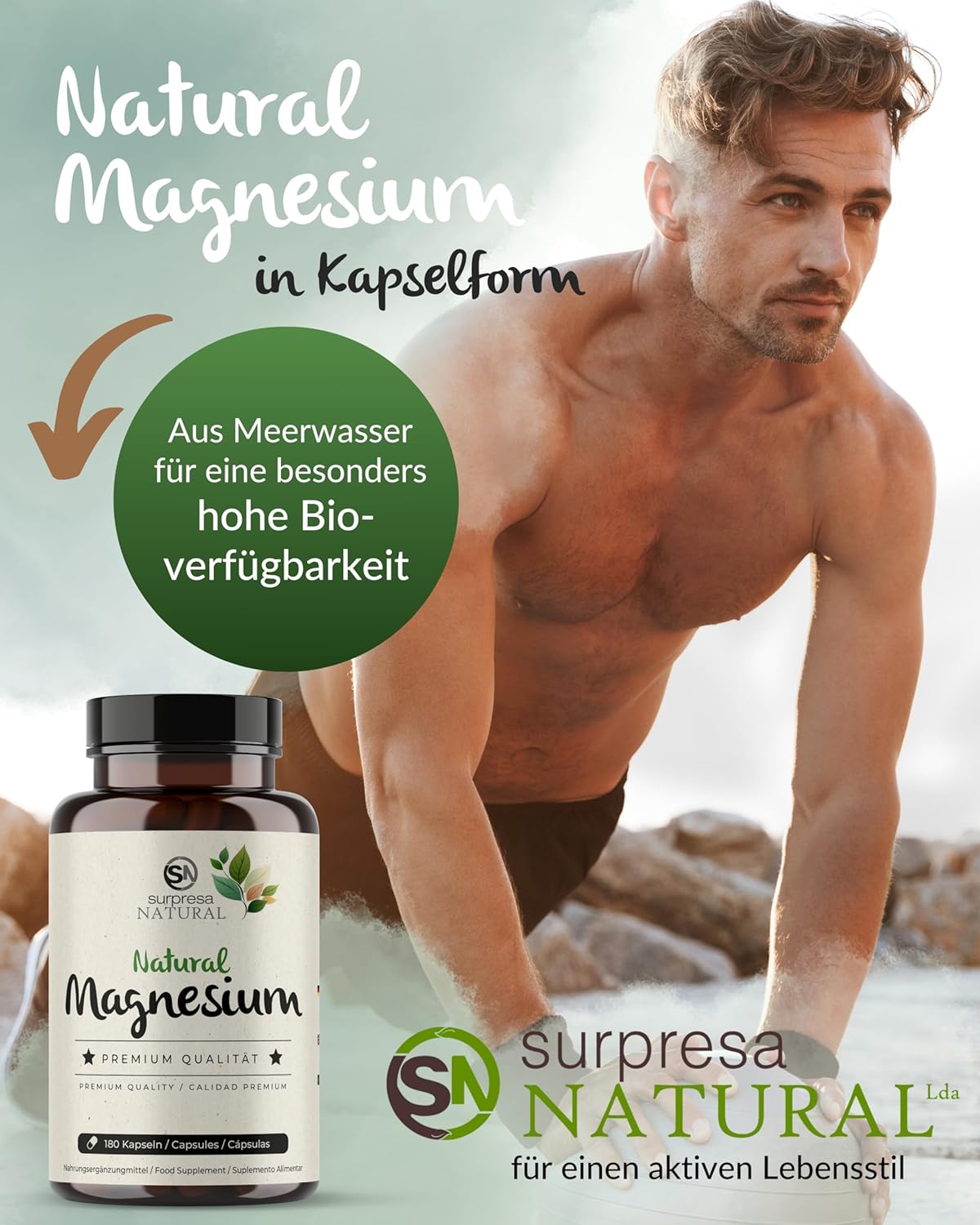 Magnesium 600 mg – Magnesium Capsules High Dose I 3 x 180 Capsules I 700 mg Hydroxide from Sea Water I 224 mg Elementary Magnesium per Capsule I Dietary Supplement Vegan & Laboratory Tested – Bild 2