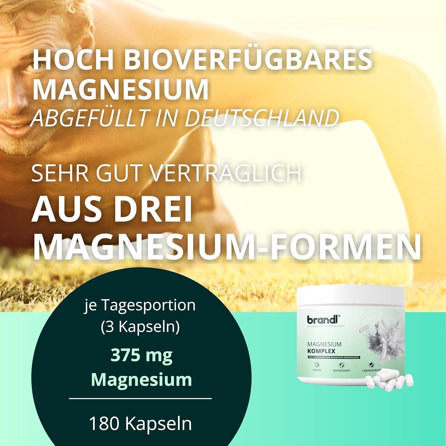 Magnesium 600 mg – Magnesium Complex of Citrate, Malate & Bisglycinate by brandl Optimised for Athletes, 180 Premium Capsules – Bild 2