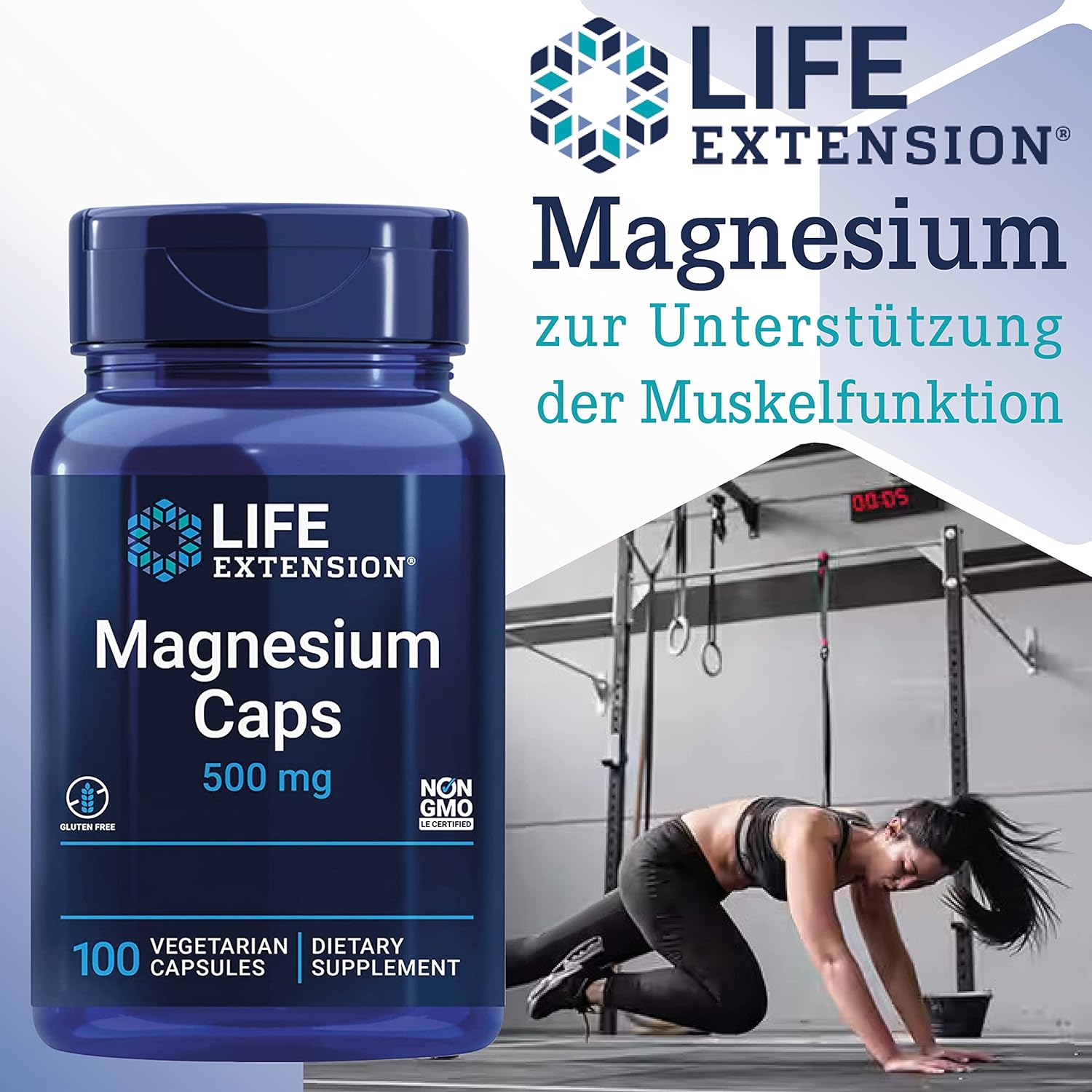 Magnesium 600 mg – Life Extension, Magnesium, 100 Vegetarian Capsules, 500 mg Magnesium per Dose, Gluten Free, Soy Free, GMO Free, Neutral in Taste – Bild 3