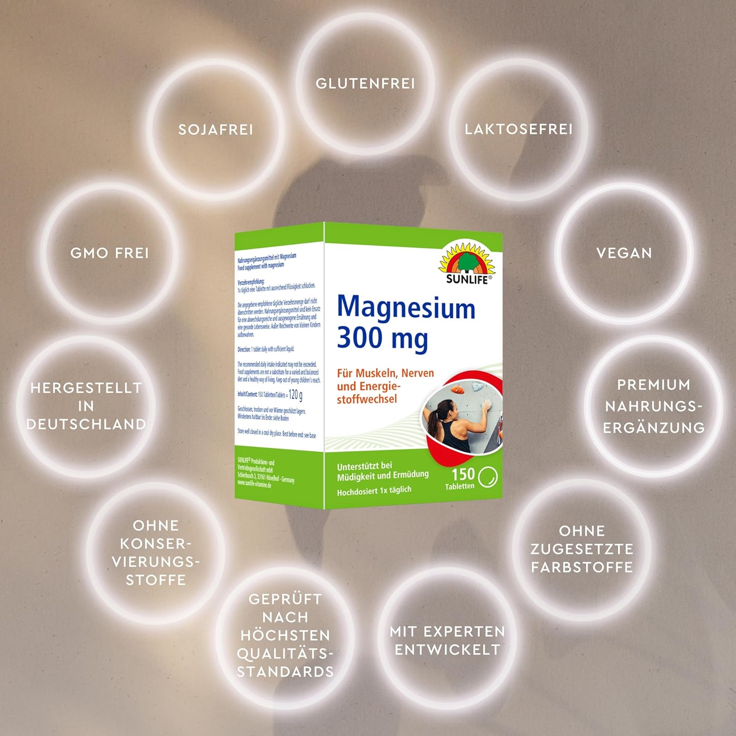 Magnesium 250 mg – Sunlife Magnesium Tablets 300 mg 150 Tablets – Bild 6
