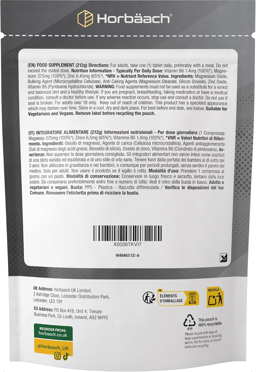 Magnesium Komplex mit B6 & Zink – Horbaach Zinc Magnesium B6 Complex | 6 Months Supply - 180 Vegan Tablets | Premium Formula | – Bild 5