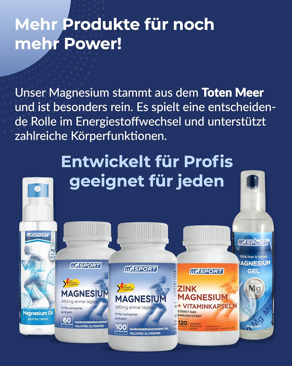 Magnesium 600 mg – MGSPORT High Absorption Magnesium Capsules Pack of 100 - 380 mg Elementary Magnesium, Vitamin Capsules with Vitamin B6, E and D, One Tablet Before Sleeping – Bild 7