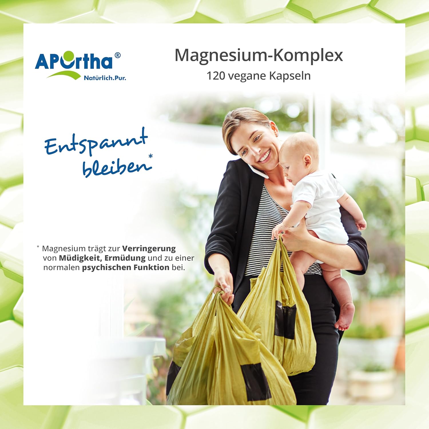 Magnesium Komplex mit B6 & Zink – APOrtha® Magnesium Complex 120 Vegan Capsules with 12 Magnesium Compounds, Including Magnesium Oxide, Marine Magnesium Oxide, Magnesium Bisglycinate and Magnesium Citrate, Vegan without Additives – Bild 7