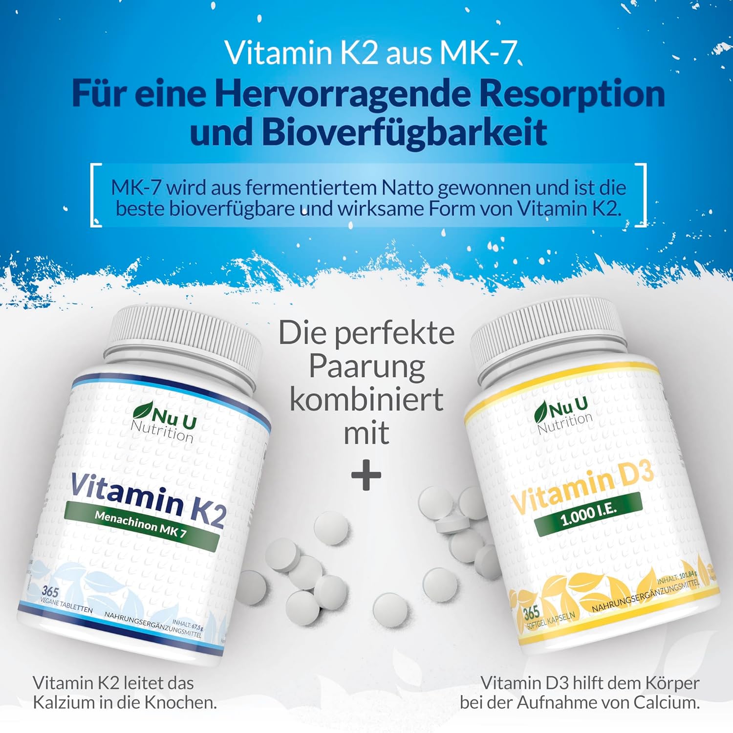 Magnesium Komplex mit B6 & Zink – Vitamin K2 MK7 200 mcg – 365 Vegetarian and Vegan Tablets Year Supply of Vitamin K2 Menac Hinon Nu U Mk7 Nutrition – Bild 8