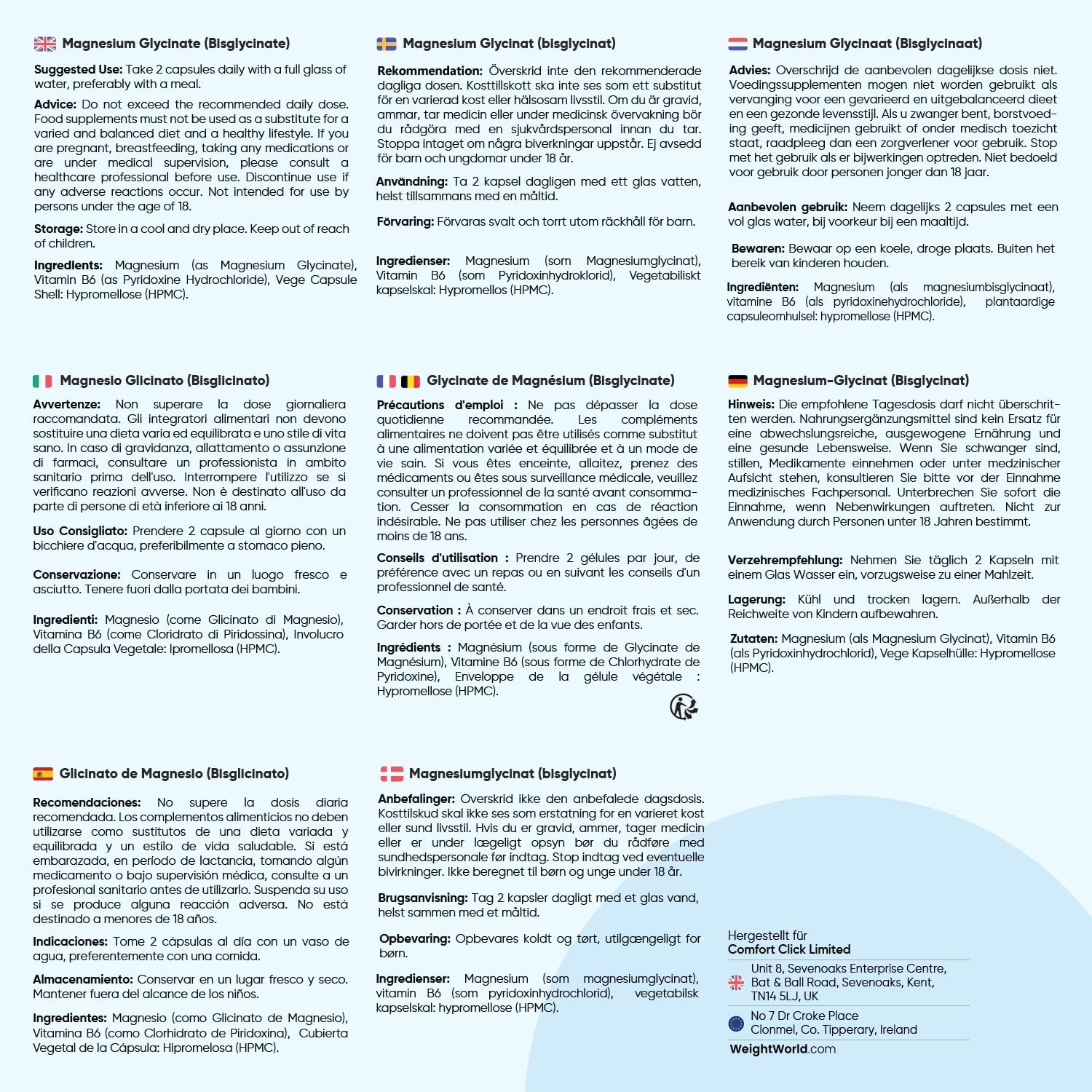 Schlaf-Magnesium mit Melatonin – Natürlich einschlafen & durchschlafen – Magnesium Bisglycinate Capsules - 1420 mg Magnesium Bisglycinate with Vitamin B6-200 mg Element Magnesium - Glycinate Form - 180 Vegan Capsules - 3 Months Supply - Alternative to Powder - WeightWorld – Bild 5