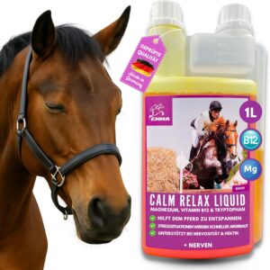 Magnesium Komplex mit B6 & Zink – Magnesium Horse with Tryptophan Vitamin B12 Liquid 1L Additional Food Calm Anti Stress - Horse Relax I Magnesium Complex for Relaxation Soothing Nerves Horse I Like Horses Relax for Anxiety Transport