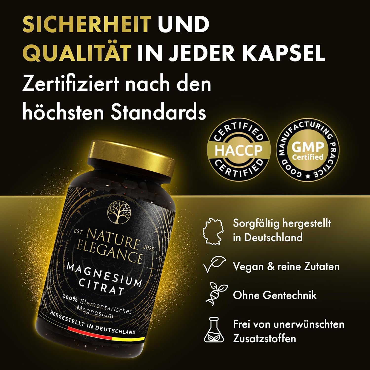 Schlaf-Magnesium mit Melatonin – Natürlich einschlafen & durchschlafen – NEOLYMP Magnesium Citrate Capsules High Dose - 360 mg Elementary Magnesium per Dose - Produced in Germany - Vegan, Laboratory Tested & Sustainable Brown Glass (Magnesium Citrate 180 Capsules) – Bild 6