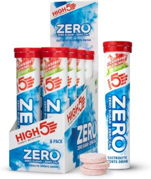 Magnesium 250 mg – HIGH5 Zero Hydration Electrolyte Tablets with Added Vitamin C, Strawberry, 8 Tubes of 20 Tablets