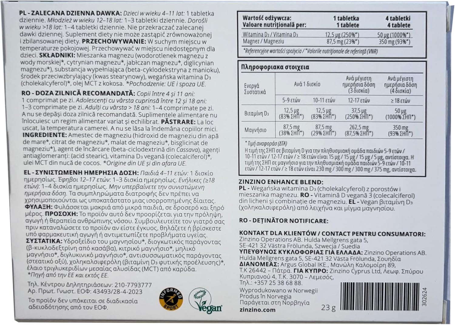 Magnesium Komplex mit B6 & Zink – ZinZino ZinoShine+ - Vitamin D3 & Magnesium Complex - Vegan - With Magnesium Citrate, Magnesium Malate, Bisglycinate & Sea Water - 60 Tablets – Bild 2