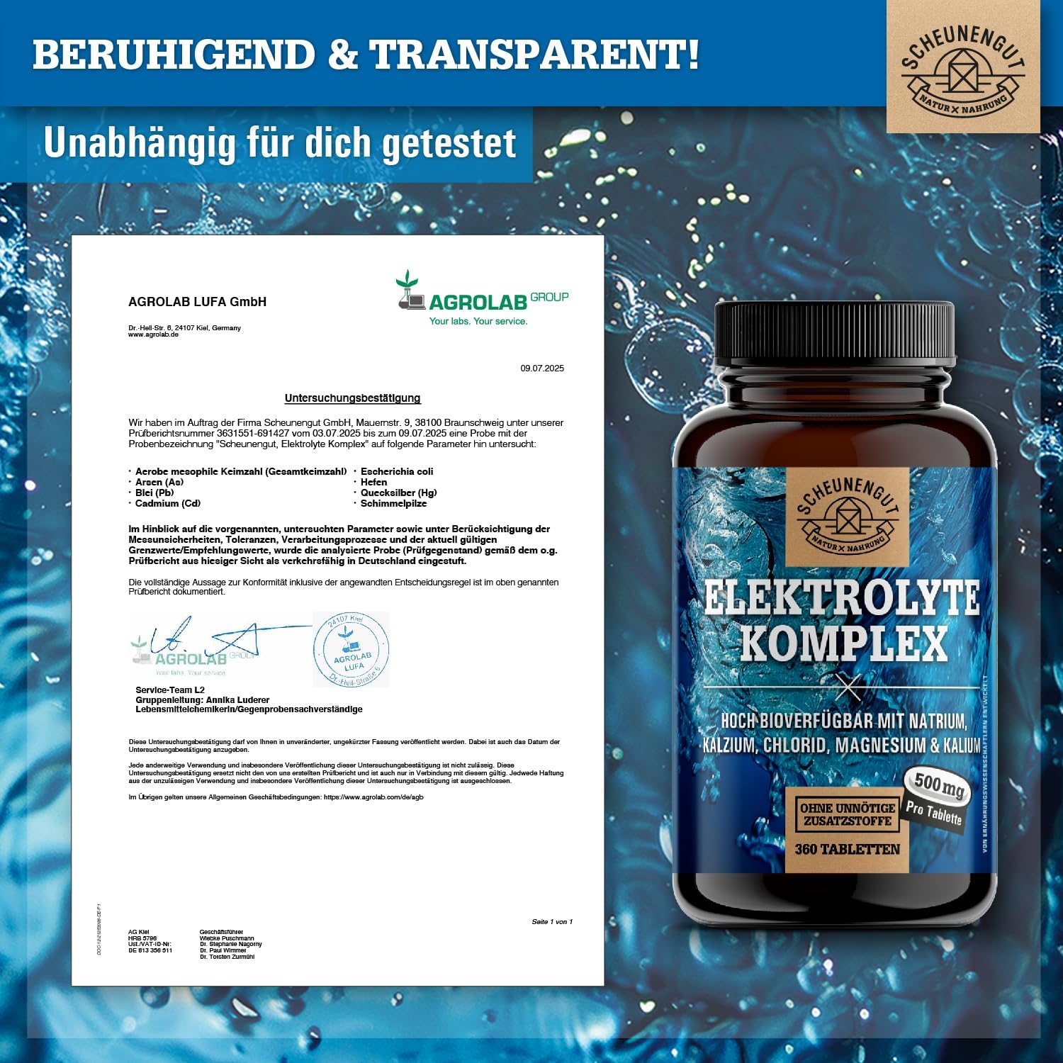Magnesium Komplex mit B6 & Zink – Electrolytes 1000 mg per dose – Important: Electrolytes without sugar – Potassium, Magnesium, Calcium, Chloride and Sodium – High Dose Complex – 360 Electrolytes I Vegan DE SCHEUNENGUT® – Bild 7
