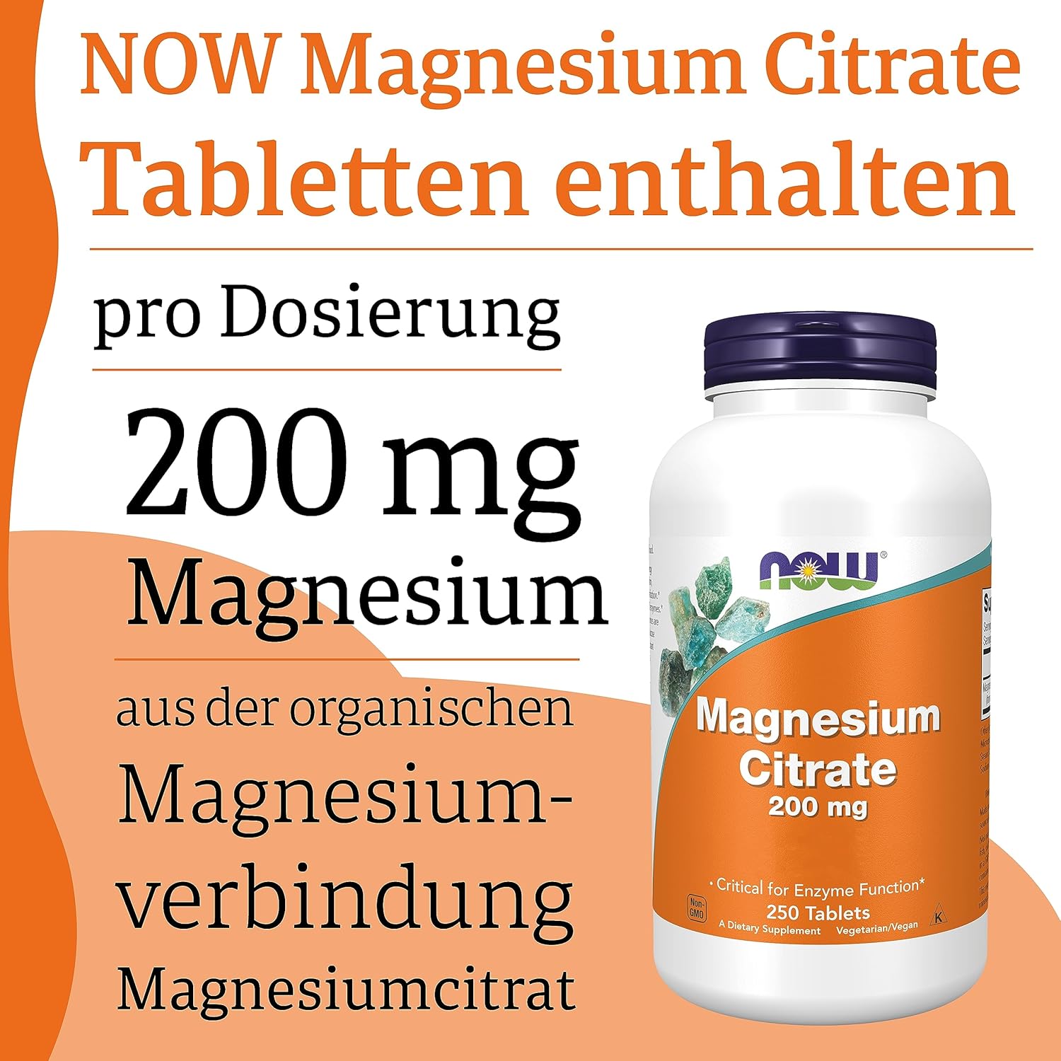 Schlaf-Magnesium mit Melatonin – Natürlich einschlafen & durchschlafen – Now Foods, Magnesium Citrate, 200 mg, 250 Vegan Tablets, Laboratory Tested, Minerals, Gluten Free, Soy Free, Vegetarian – Bild 5