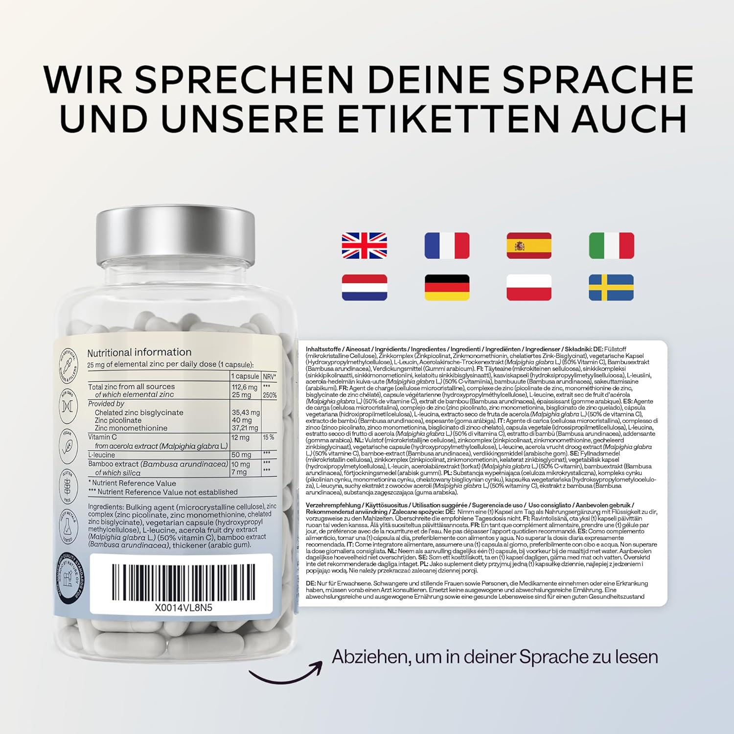 Magnesium Komplex mit B6 & Zink – AAVALABS® - Premium Zinc Tablets - 25mg - Comprehensive Mix - 3 x Types of Zinc - Zinc Bisglycinate (Zinc Chelate), Zinc Picolinate and Zinc Monomethionine - 180 Tablets - Laboratory Tested and Vegan – Bild 9