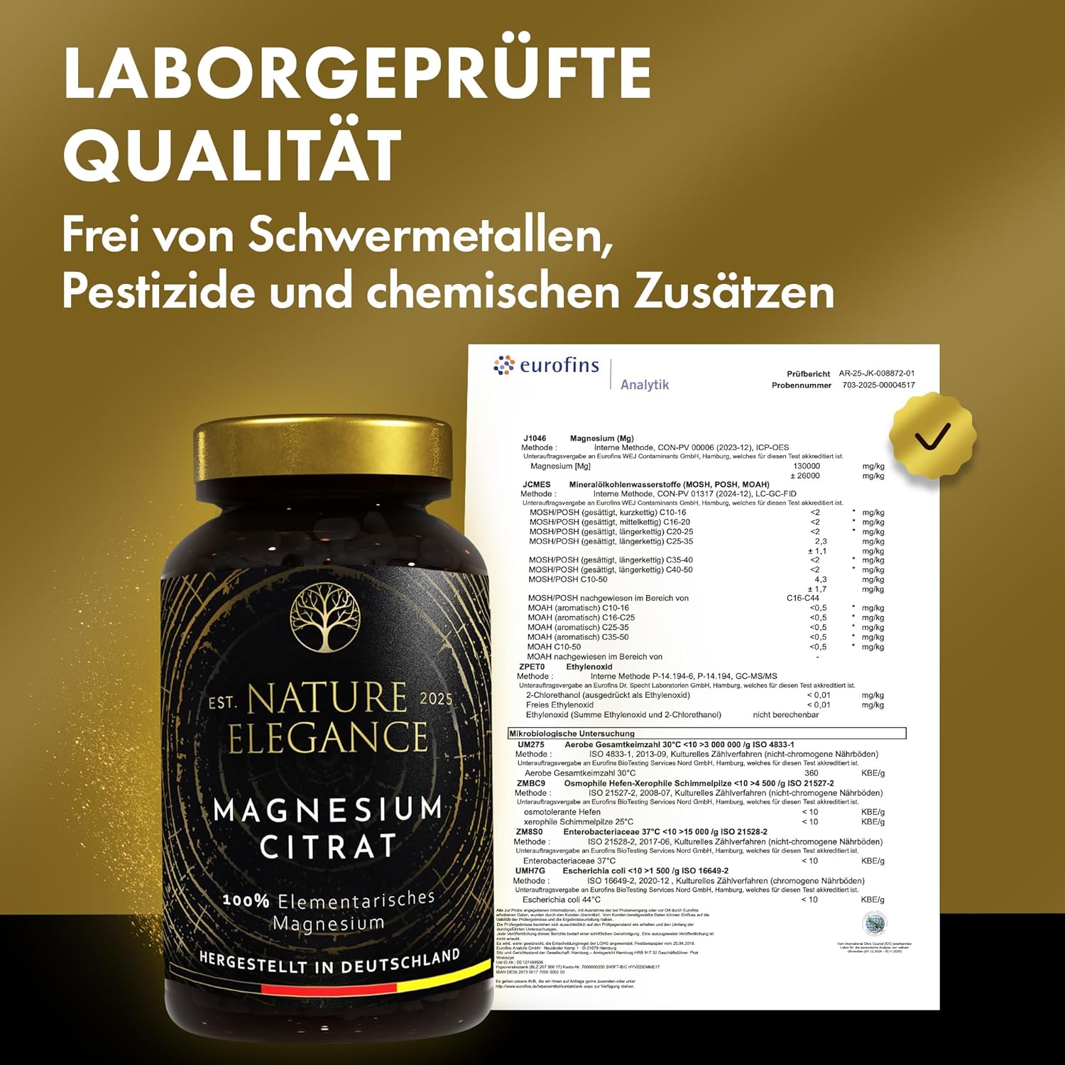 Schlaf-Magnesium mit Melatonin – Natürlich einschlafen & durchschlafen – NEOLYMP Magnesium Citrate Capsules High Dose - 360 mg Elementary Magnesium per Dose - Produced in Germany - Vegan, Laboratory Tested & Sustainable Brown Glass (Magnesium Citrate 180 Capsules) – Bild 7