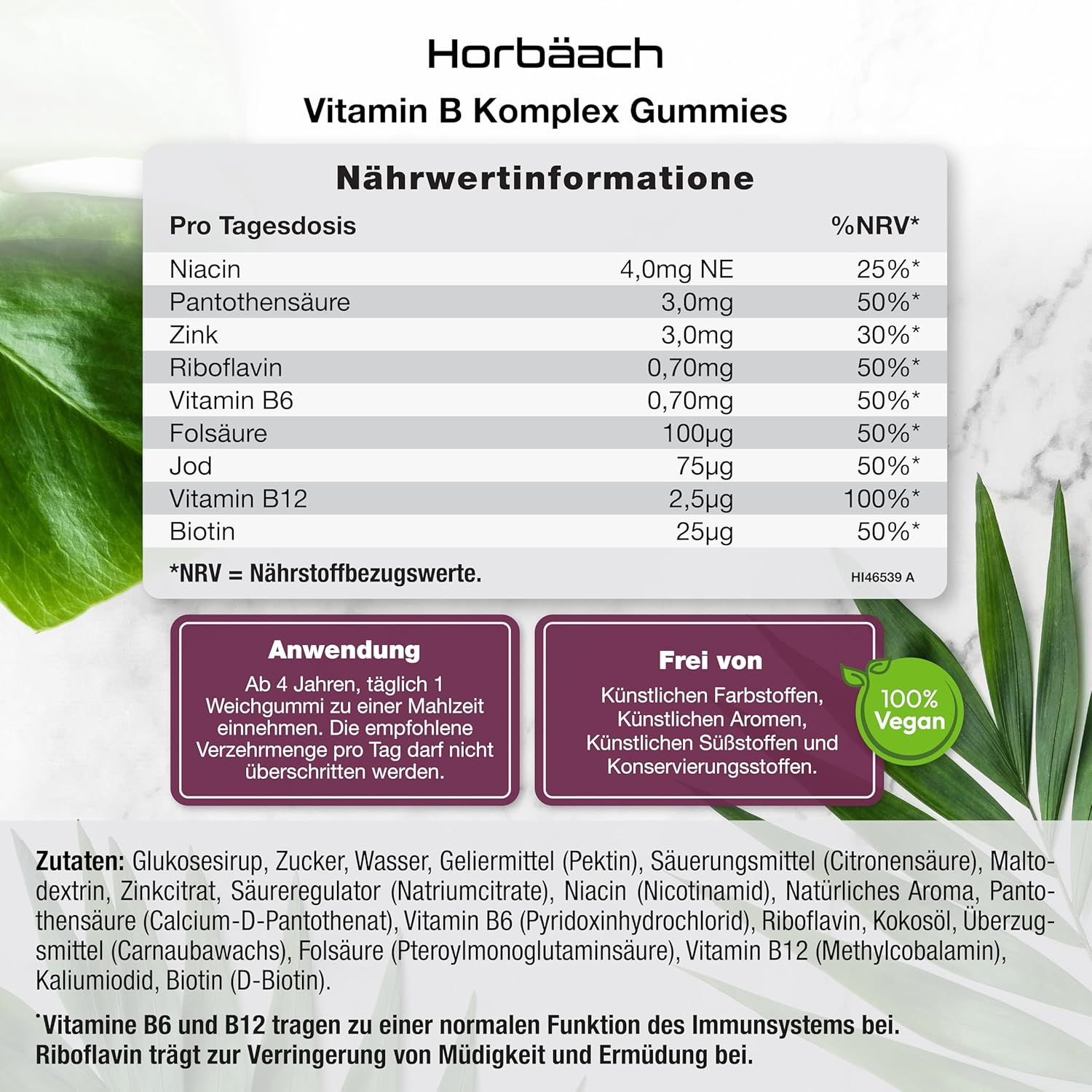Magnesium Komplex mit B6 & Zink – Multivitamin Gummy Bears for Children, Vitamin B Complex with B3, B5, B2, B6, B12, Zinc, Folic Acid, Iodine & Biotin, Passion Fruit Flavour, Horbaach – Bild 3