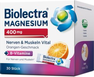 Schlaf-Magnesium mit Melatonin โ Natรผrlich einschlafen & durchschlafen โ Biolectra 400 mg Nerves & Muscles Vital Orange, Pack of 30: For Good Nerves and Relaxed Muscles, with Magnesium and B Vitamins, High Dose