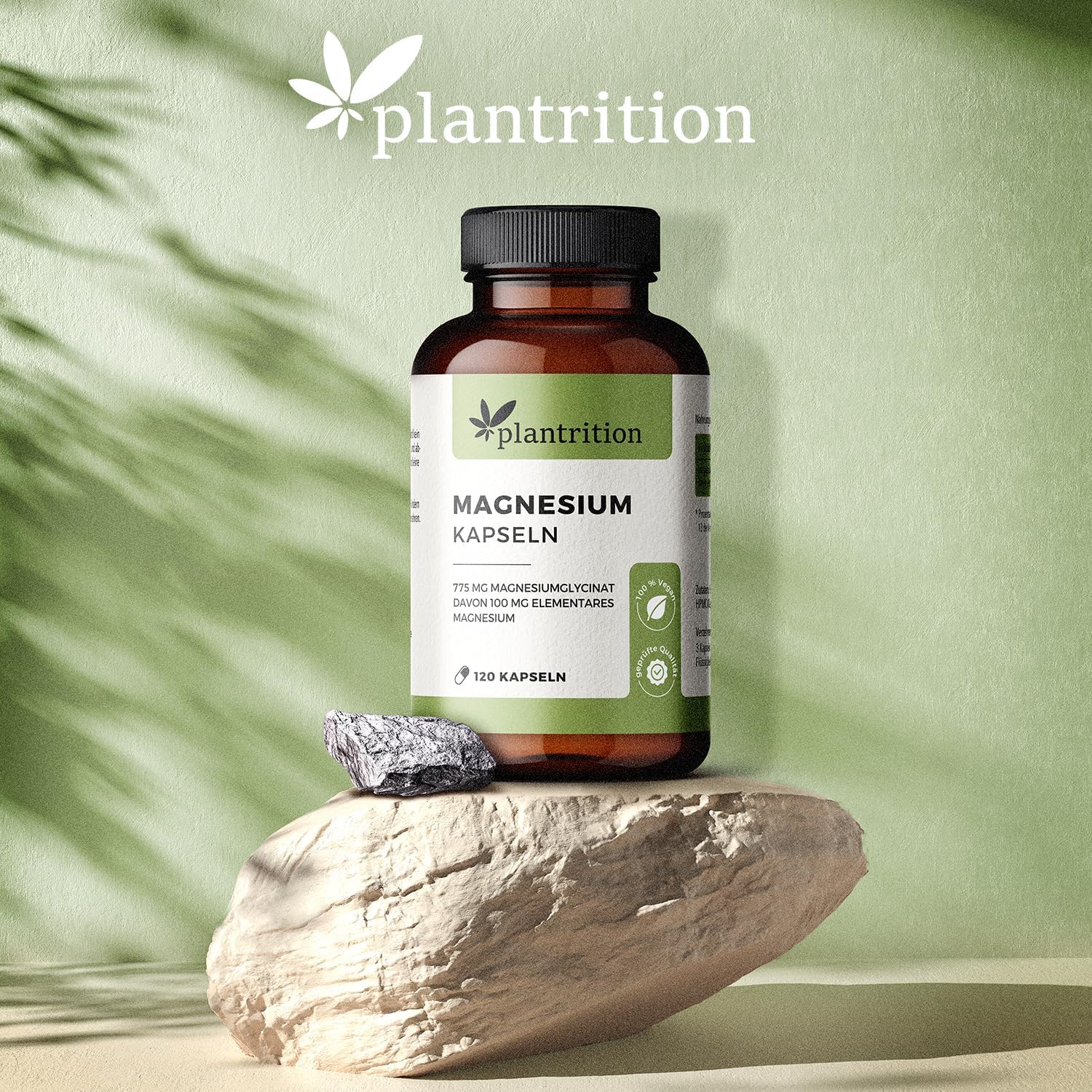 Magnesium Komplex mit B6 & Zink – plantrition Magnesium capsules 100 mg elemental Magnesium glycinate per capsule - high dose Magnesium bisglycinate - 120 vegan capsules – Bild 3