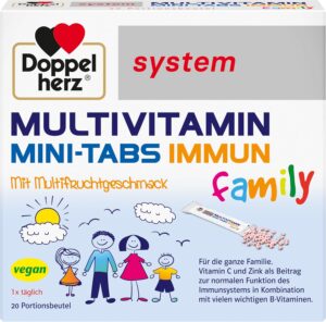 Magnesium Komplex mit B6 & Zink โ Doppelherz System Multivitamin Mini Tabs Family - Nutrients for the Whole Family - Vitamin C and Zinc for the Immune System - 20 Portion Bags
