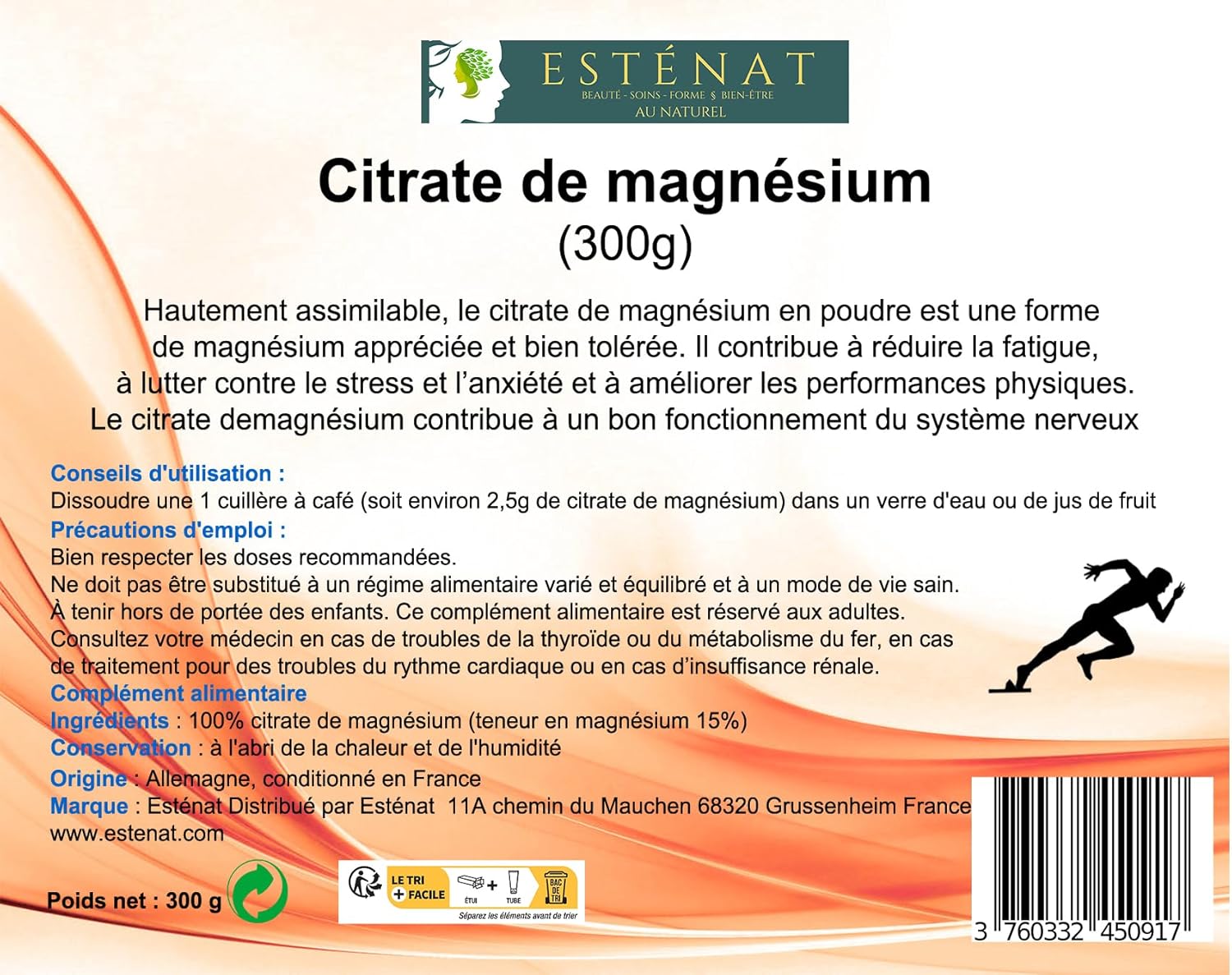 Magnesium 250 mg – Citrate de magnésium pur 300 g, 2500 mg, 4 months of traitement, énergie et récupération rapide, haute biodisponibilité, l'allié des sportifs – Bild 2