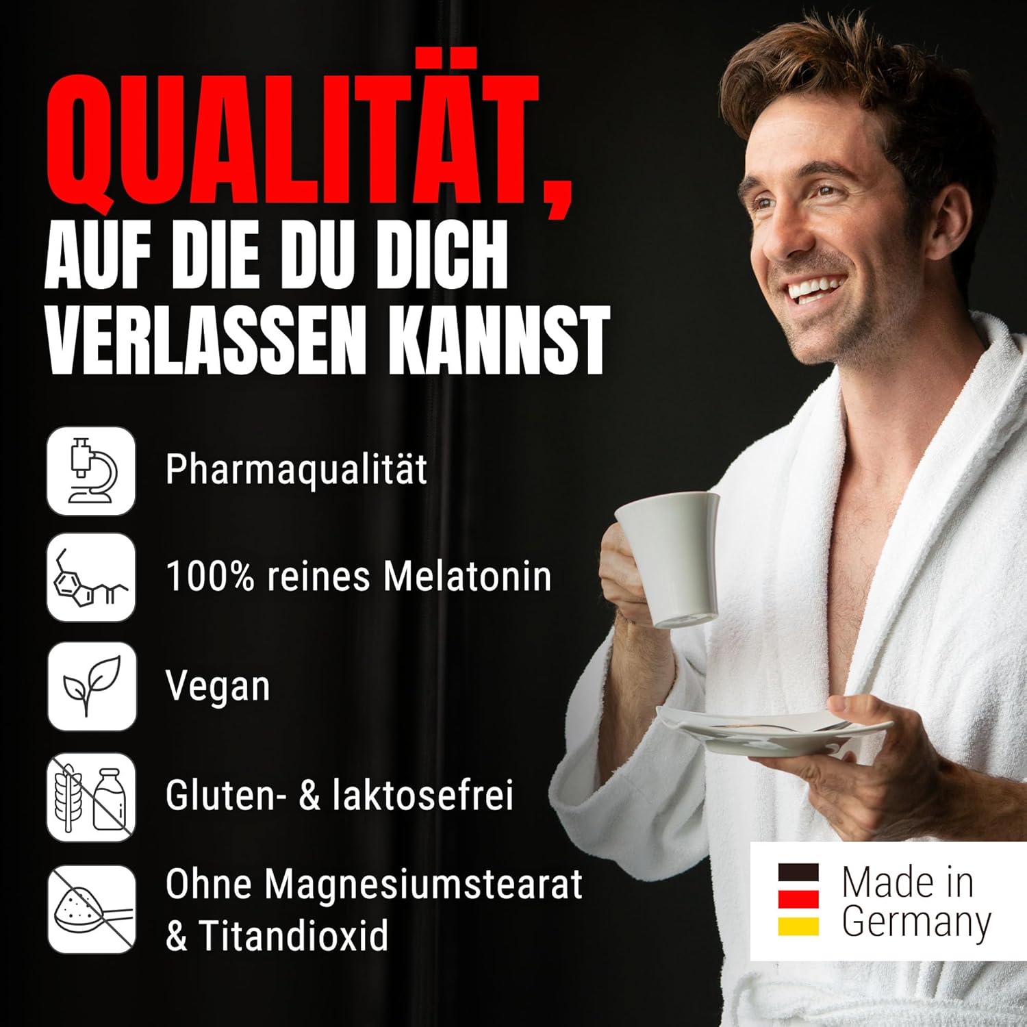 Schlaf-Magnesium mit Melatonin – Natürlich einschlafen & durchschlafen – Powerstar Melatonin Forte Annual Pack Melatonin High Dose 0.5 mg per 1/2 Tablet Made in Germany Natural Sleep Aid Adults Anti-Jet Lag Effect 200 Melatonin Tablets – Bild 5