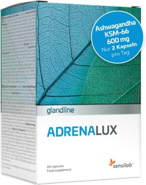Magnesium 600 mg โ Ashwagandha 600 mg, Rhodiola Rosea, Magnesium, Vitamin B6 and Vitamin B5 - Only 2 Capsules Daily - 60 Ashwagandha Capsules for 30 Days - 10% Witanolide - AdrenaLux Sensilab