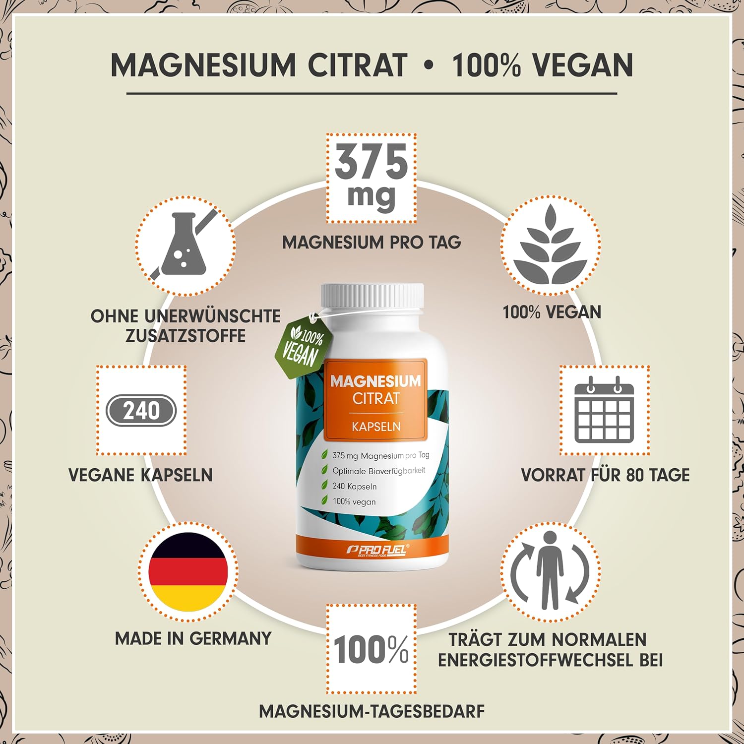 Magnesium 600 mg – Magnesium Citrate Capsules 240 x with 375 mg Magnesium Made of High-Quality Magnesium Citrate - Optimal High Dose & Bioavailable - Laboratory Tested with Certificate - 100% Vegan - Supply for 80 Days – Bild 2