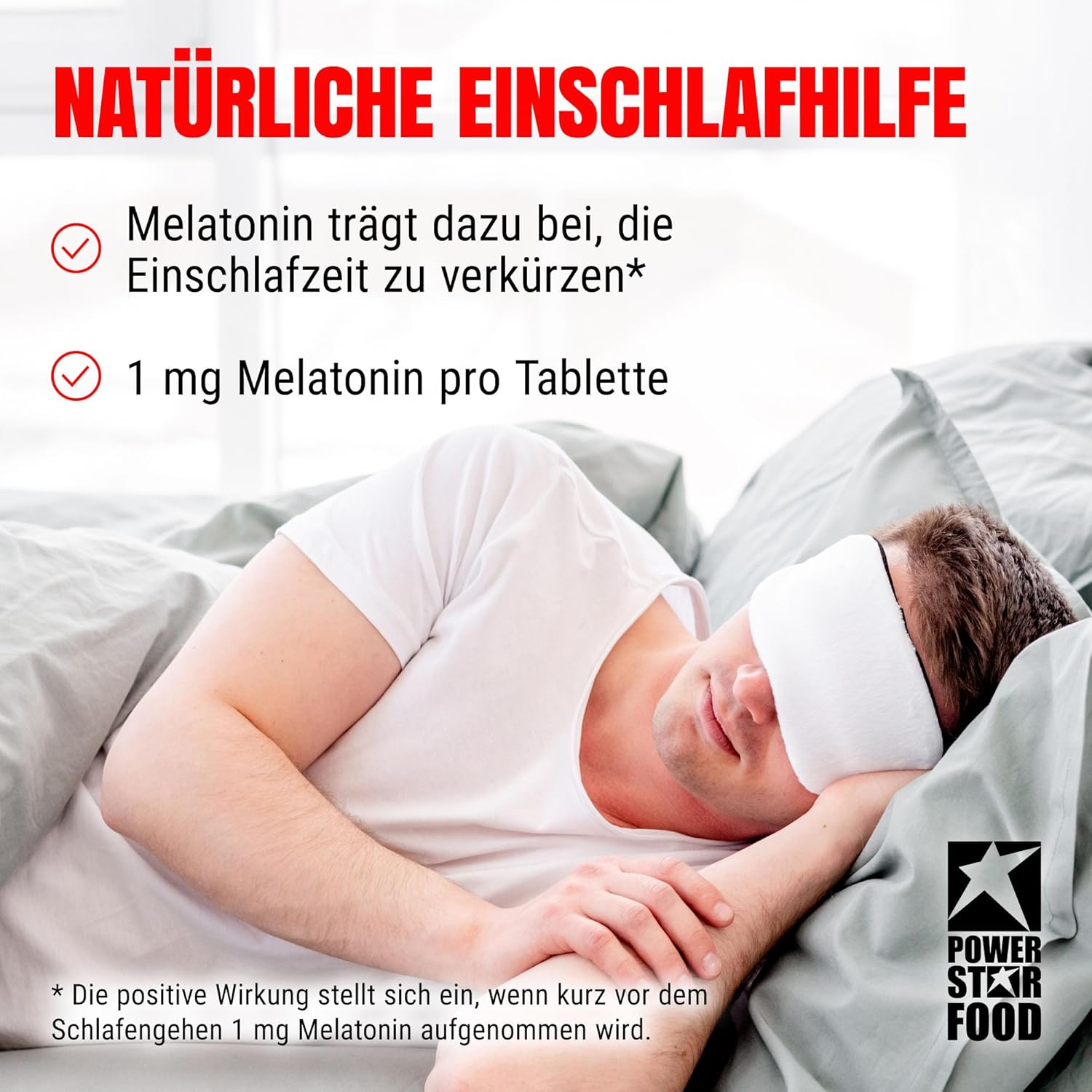 Schlaf-Magnesium mit Melatonin – Natürlich einschlafen & durchschlafen – Powerstar Melatonin Forte Annual Pack Melatonin High Dose 0.5 mg per 1/2 Tablet Made in Germany Natural Sleep Aid Adults Anti-Jet Lag Effect 200 Melatonin Tablets – Bild 2