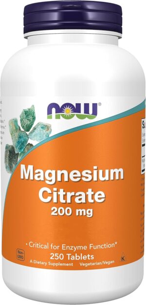 Schlaf-Magnesium mit Melatonin – Natürlich einschlafen & durchschlafen – Now Foods, Magnesium Citrate, 200 mg, 250 Vegan Tablets, Laboratory Tested, Minerals, Gluten Free, Soy Free, Vegetarian