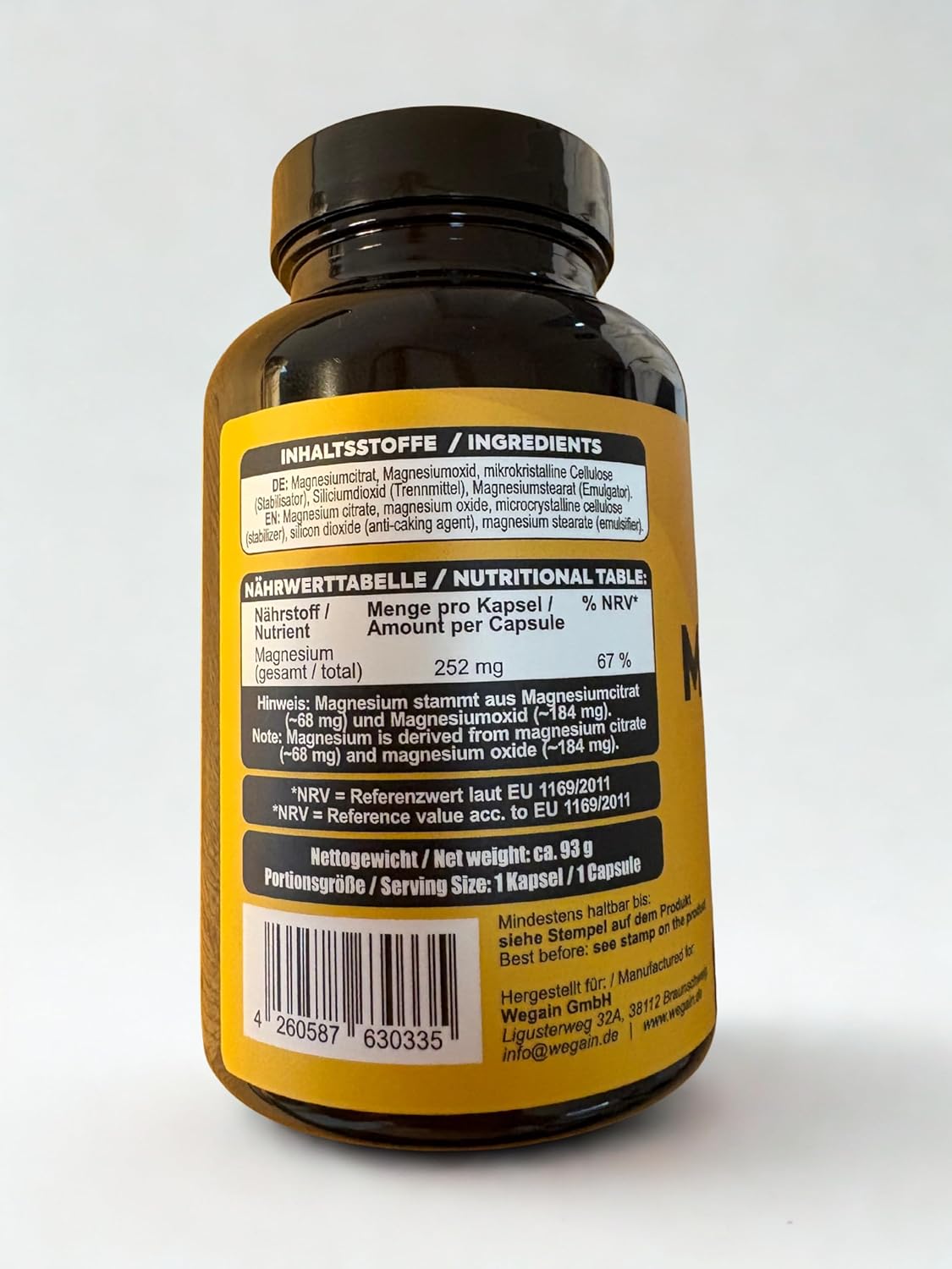 Magnesium Komplex mit B6 & Zink – Magnesium Complex, 252 mg per capsule, magnesium citrate and magnesium oxide, dietary supplement, 90 capsules – Bild 5