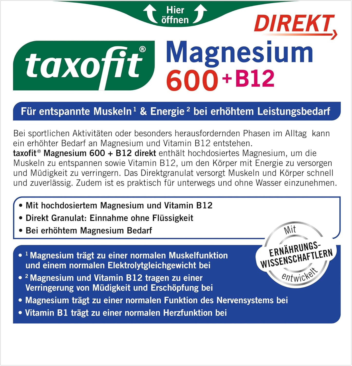 Magnesium 600 mg – taxofit Magnesium 600+B12 DirektGra 5 x 20 Pieces – Bild 8
