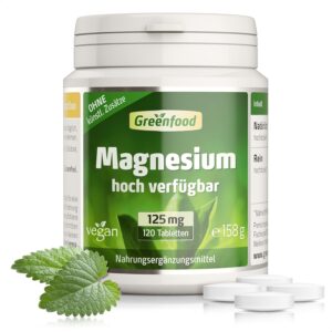 Magnesium 400 mg – Magnesium, High Dosage, 375 mg – 120 Tablets, Vegan. Magnesium Citrate (High Bioavailability) – for Nerves, Bone Maintenance & Muscle Function. Without Artificial Additives – Laboratory Tested