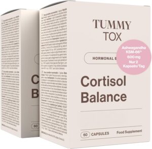 Magnesium 600 mg โ Ashwagandha 600 mg, Rhodiola Rosea, Magnesium, Vitamin B6 and Vitamin B5 - 120 Capsules for 60 Days - Cortisol Balance TummyTox
