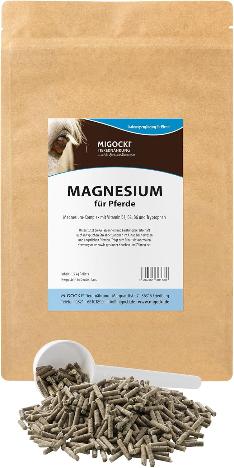Magnesium Komplex mit B6 & Zink – Magnesium for Horses with Tryptophan and Vitamin B Complex - Pelleted Supplementary Feed (1.5 kg Bag)