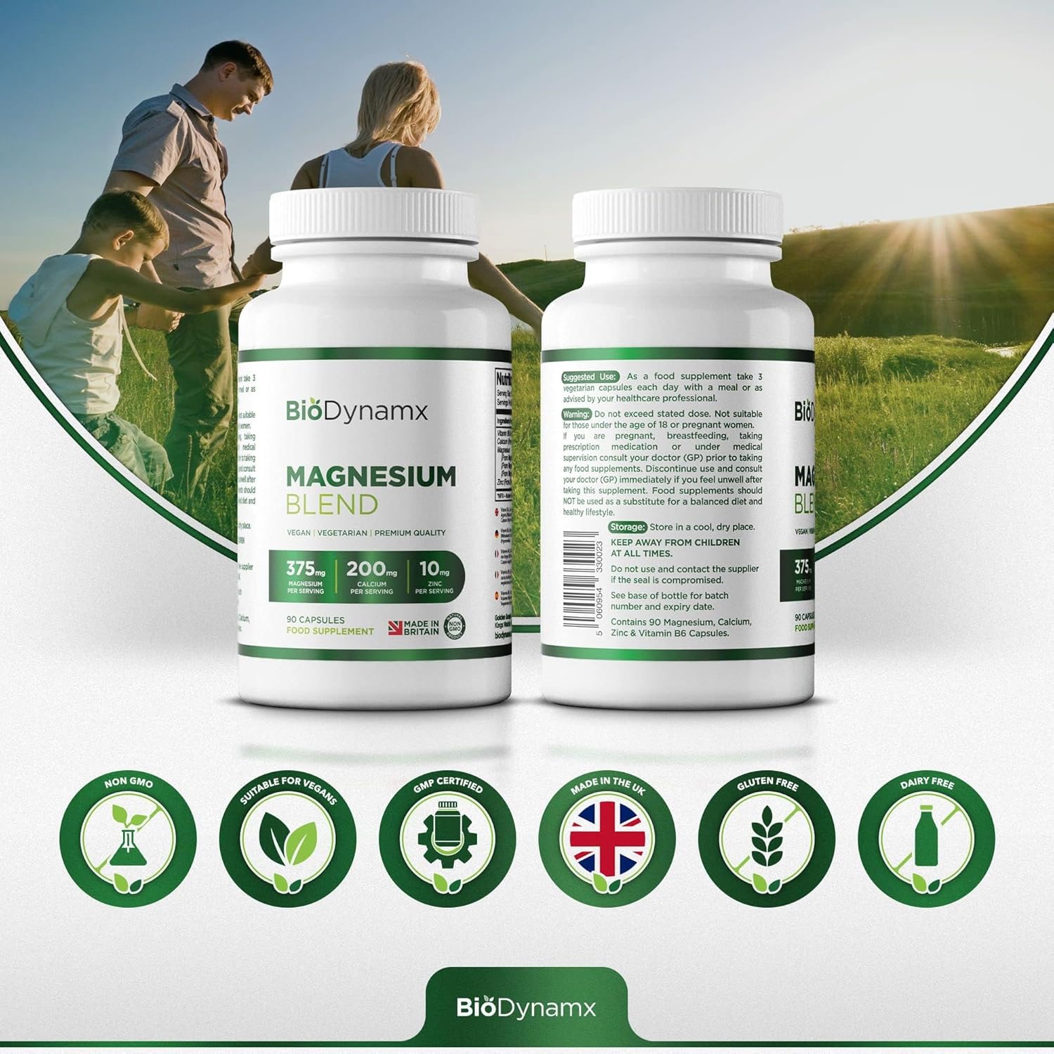 Magnesium 400 mg – Magnesium 3-in-1 Complex 375 mg - Glycinate, Malate & Citrate - 90 Highly Effective Vegan Capsules (30 Day Supply) | Support for Energy, Recovery and Sleep | Allergen Free – Bild 3