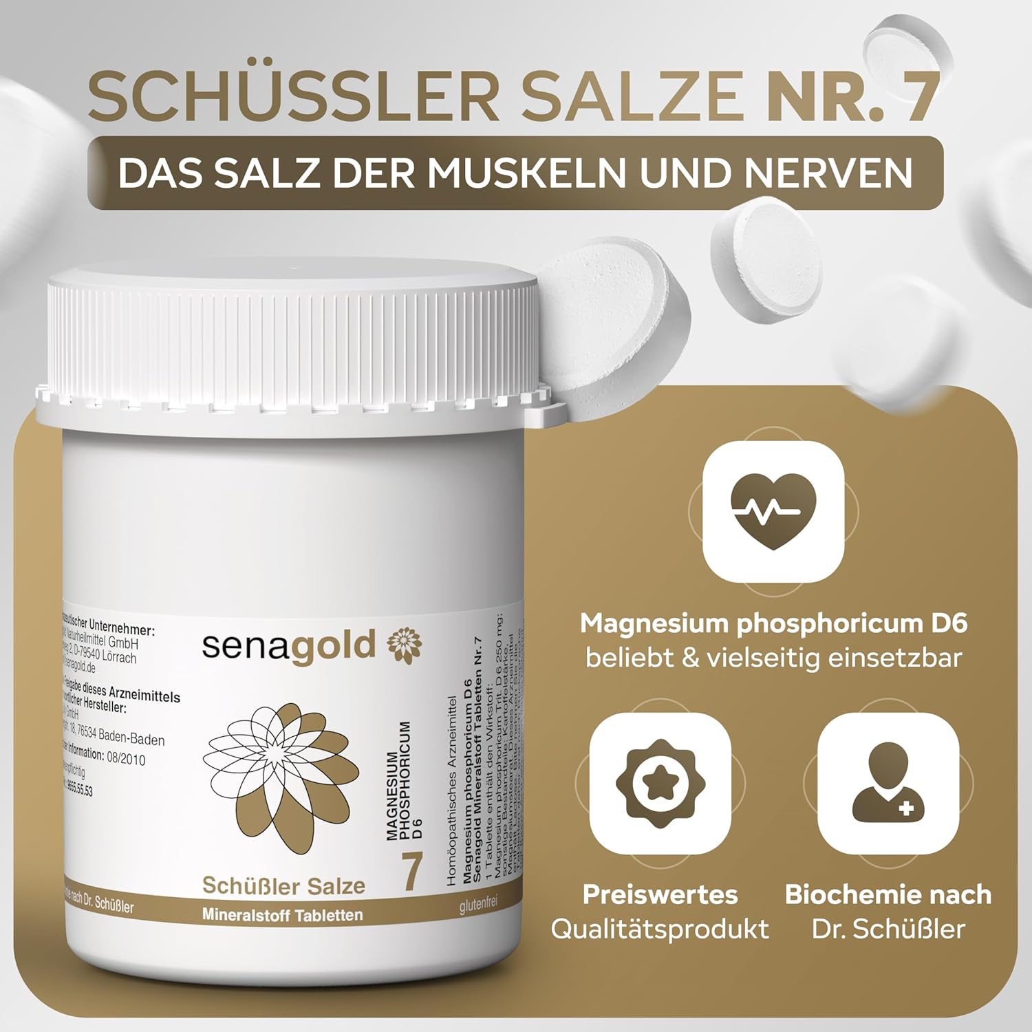 Magnesium 250 mg – Schuessler Salt No. 7 Magnesium Phosphoricum D6 1000 Tablets gluten free – Bild 2