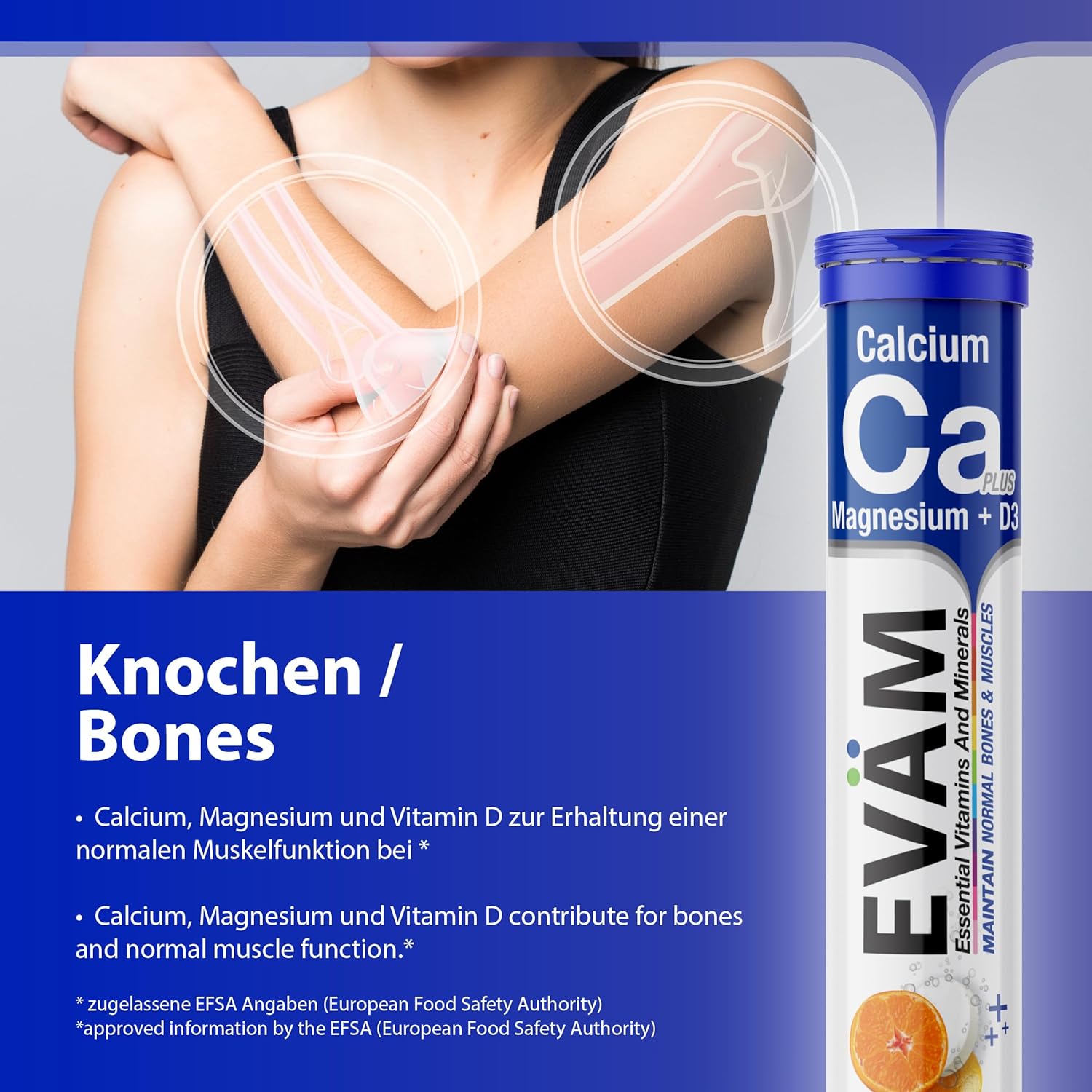 Magnesium 600 mg – Calcium Magnesium D3 Effervescent Tablets, Mandarin Flavour, 3 x 15 Pieces, Dietary Supplement to Support Bones and Muscles, Suitable for Vegetarians, Made in Germany – Bild 6