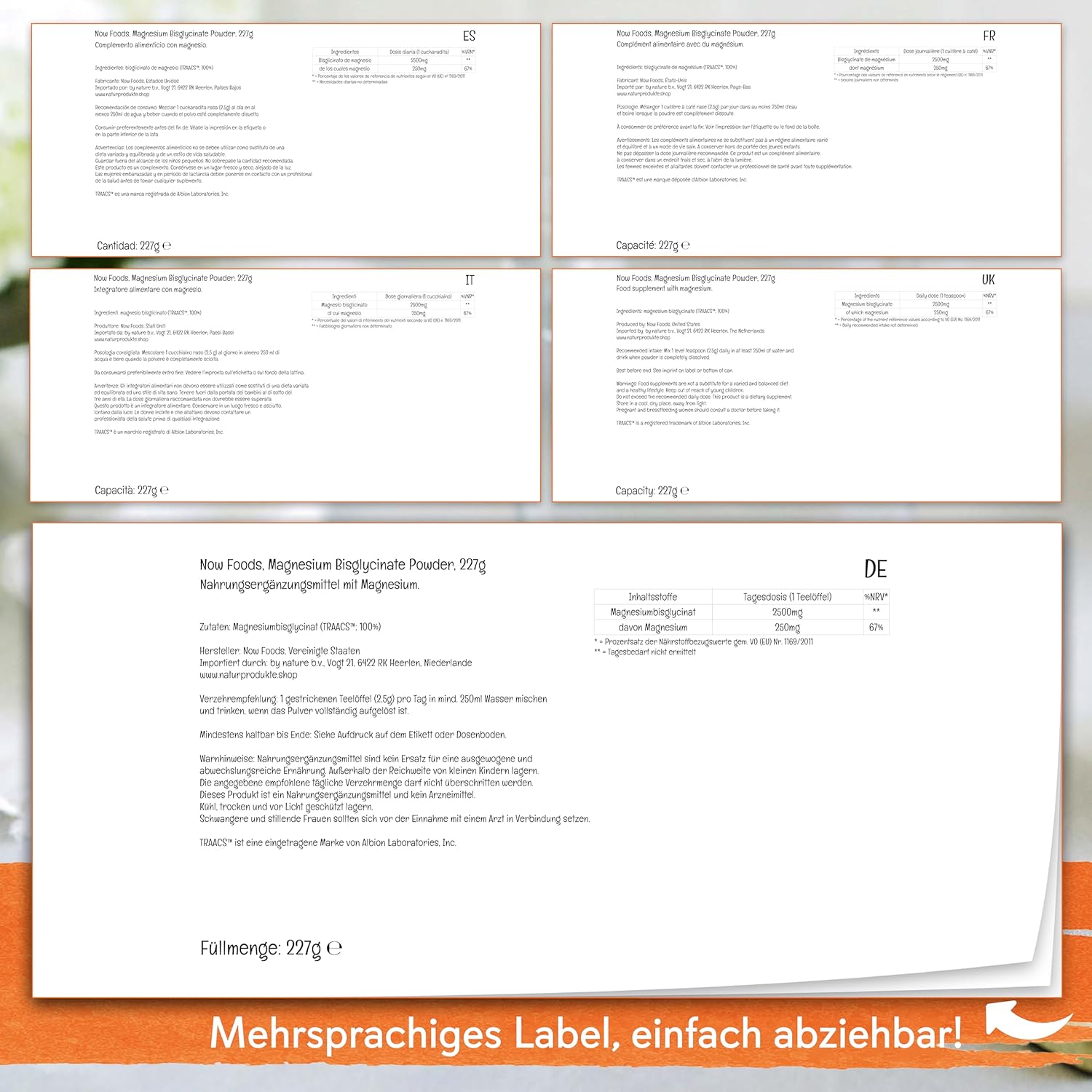 Magnesium 250 mg – Now Foods, Magnesium Bisglycinate Powder, Magnesium Bisglycinate, 227 g Vegan Powder, Laboratory Tested, Gluten Free, Vegetarian, Soy Free, GMO Free – Bild 6