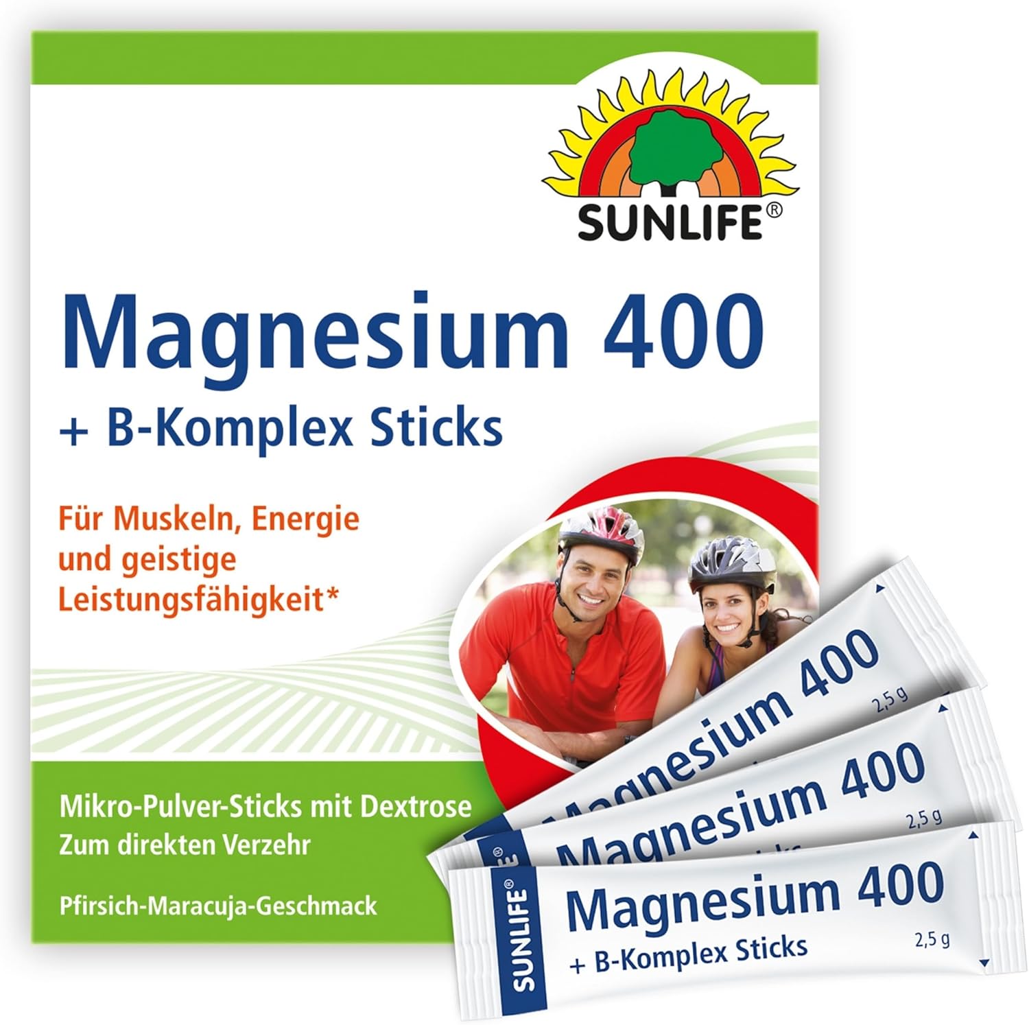 Magnesium Komplex mit B6 & Zink – SUNLIFE Magnesium 400 + B Complex Sticks - 1 x 20 Powder Sticks - Peach Passion Fruit Flavour - Magnesium for Muscles, Nerves & Energy - Magnesium Direct Sticks - Magnesium Powder Vegan – Bild 9