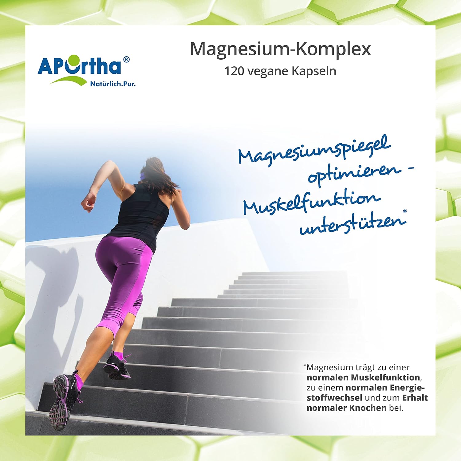 Magnesium Komplex mit B6 & Zink – APOrtha® Magnesium Complex 120 Vegan Capsules with 12 Magnesium Compounds, Including Magnesium Oxide, Marine Magnesium Oxide, Magnesium Bisglycinate and Magnesium Citrate, Vegan without Additives – Bild 8
