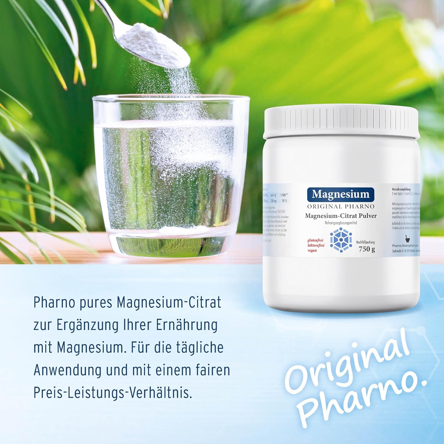 Magnesium 600 mg – Original Pharno Magnesium Citrate Powder 750 g Pure Magnesium Citrate without Additives for Muscles, Nerves & Electrolyte Balance – Bild 5