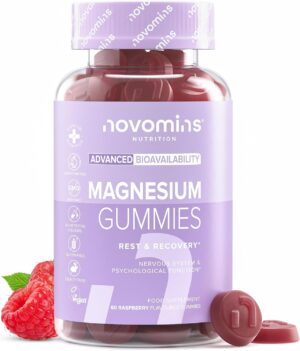 Magnesium Komplex mit B6 & Zink – Magnesium Gummies - High Dose 1455 mg Magnesium Citrate with 160 mg MG - Alternative to Powder and Tablets - 1 Month Supply - Vegan and Gluten Free - Novomins