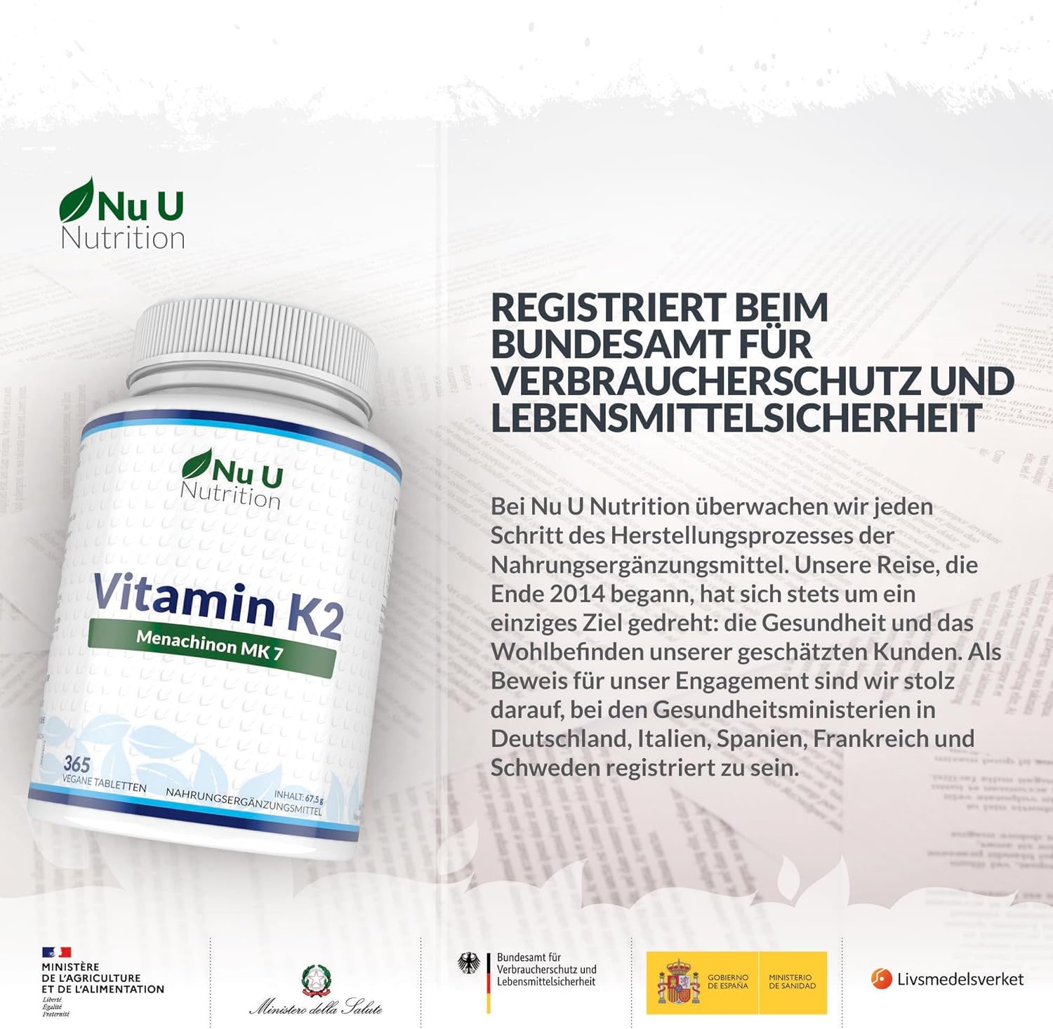 Magnesium Komplex mit B6 & Zink – Vitamin K2 MK7 200 mcg – 365 Vegetarian and Vegan Tablets Year Supply of Vitamin K2 Menac Hinon Nu U Mk7 Nutrition – Bild 10
