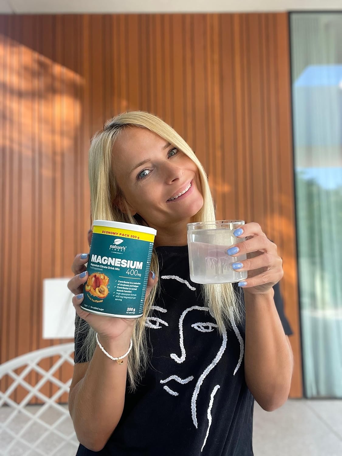 Magnesium 400 mg – Nature's Finest Magnesium Citrate Powder - High Dose with 400 mg Magnesium Per Serving - Vegan, Sugar-Free, with Peach Flavour - 600 g for 120 Servings – Bild 2