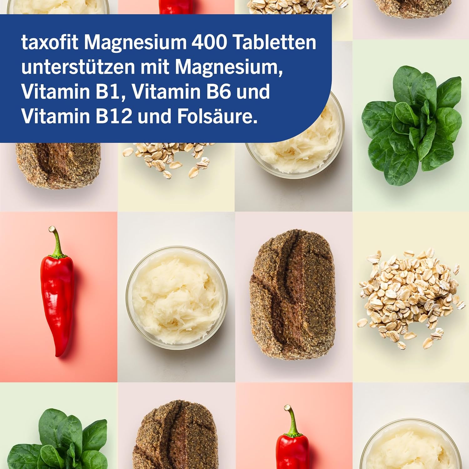 Magnesium Komplex mit B6 & Zink – taxofit® Magnesium 400 Tablets for Muscles, Heart, Nerves, Energy Metabolism & Blood Formation, High Dose, Vegan, Dietary Supplement with Magnesium, B Vitamins & Folic Acid, 5 x 45 Tablets – Bild 6