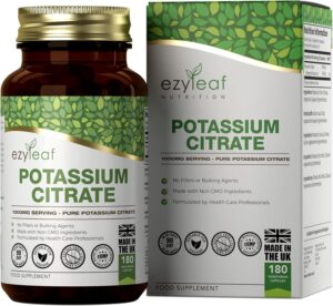 Magnesium 600 mg – Ezyleaf Potassium Citrate | 180 High Dose Potassium Capsules - 1000mg Potassium Per Serving | Potassium High Dose | No Fillers, GMO, Gluten, Milk and Allergen-free