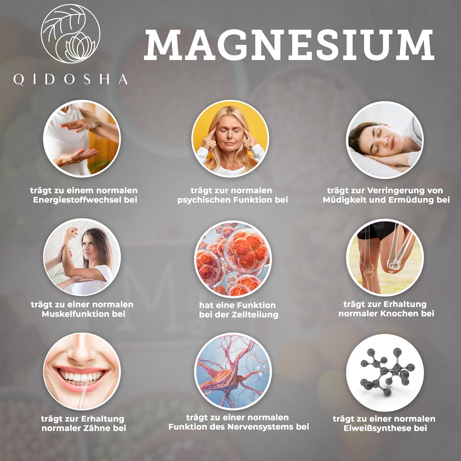 Magnesium Komplex mit B6 & Zink – QIDOSHA® Magnesium Complex High Dose, 300 Capsules in Pharmacist Glass, 9 mg Forms with Complementary Focus as Mg Full Spectrum, 300 mg Elementary Magnesium/Daily Serving – Bild 6