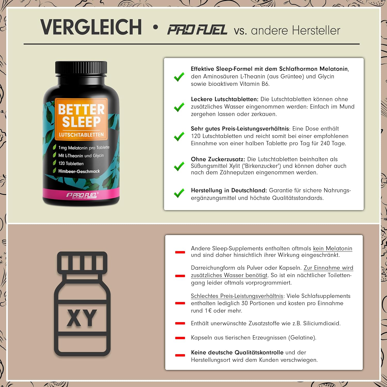 Schlaf-Magnesium mit Melatonin – Natürlich einschlafen & durchschlafen – Melatonin Lozenges, 120 x Delicious Raspberry Flavour, Optimal High Dose, with Bioactive Melatonin, L-Theanine, Glycine and Vitamin B6, Sugar-Free, 100% Vegan, Supply for 8 Months – Bild 3