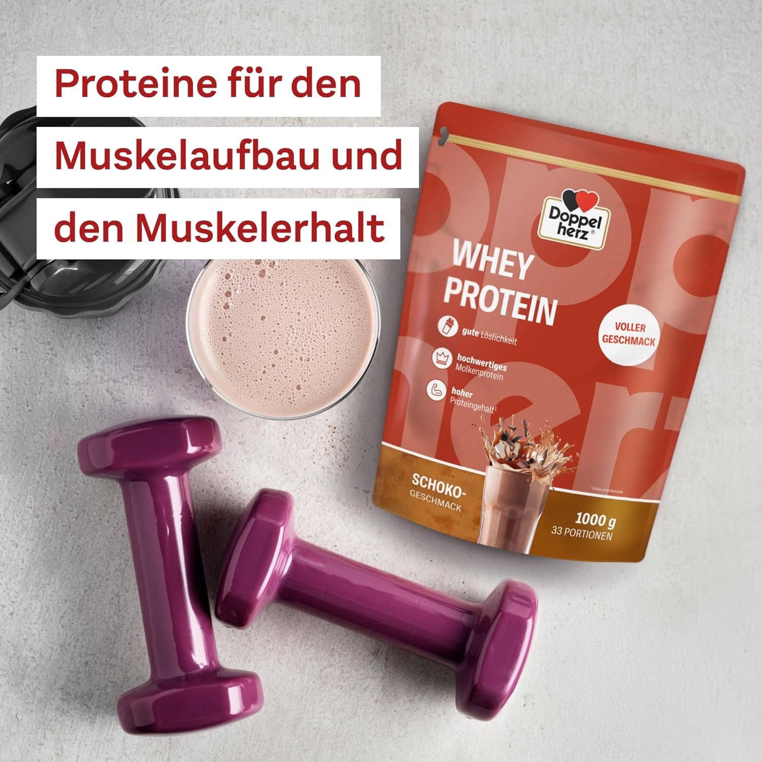 Magnesium 600 mg – Doppelherz Whey Protein Chocolate - Whey Based Protein Powder in Proven Double Heart Quality 1000 g – Bild 5